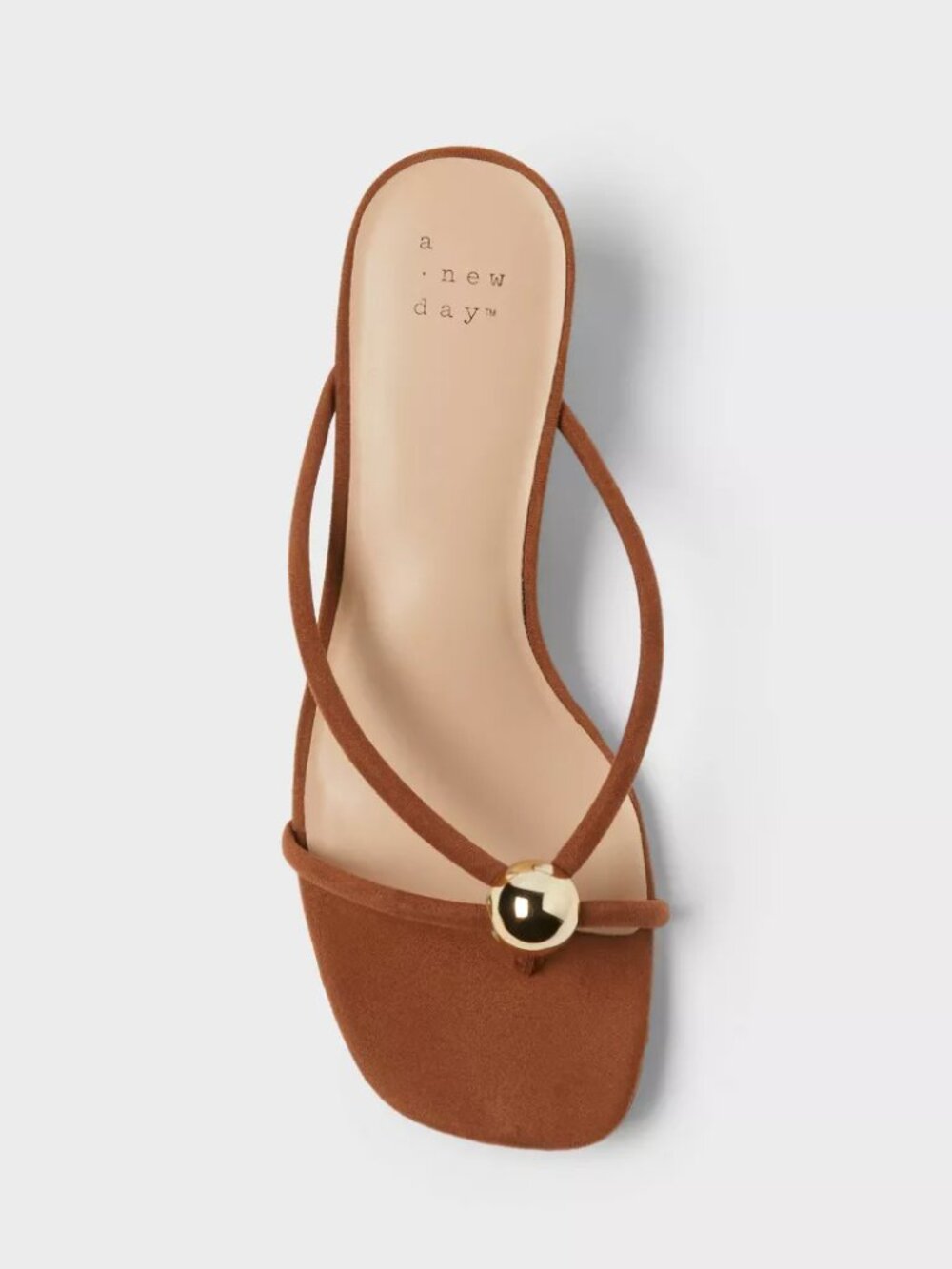 Women’s Pia Ornamented Thong Slide Heels - A New Day™ Cognac 8.5 - Picture 2 of 8